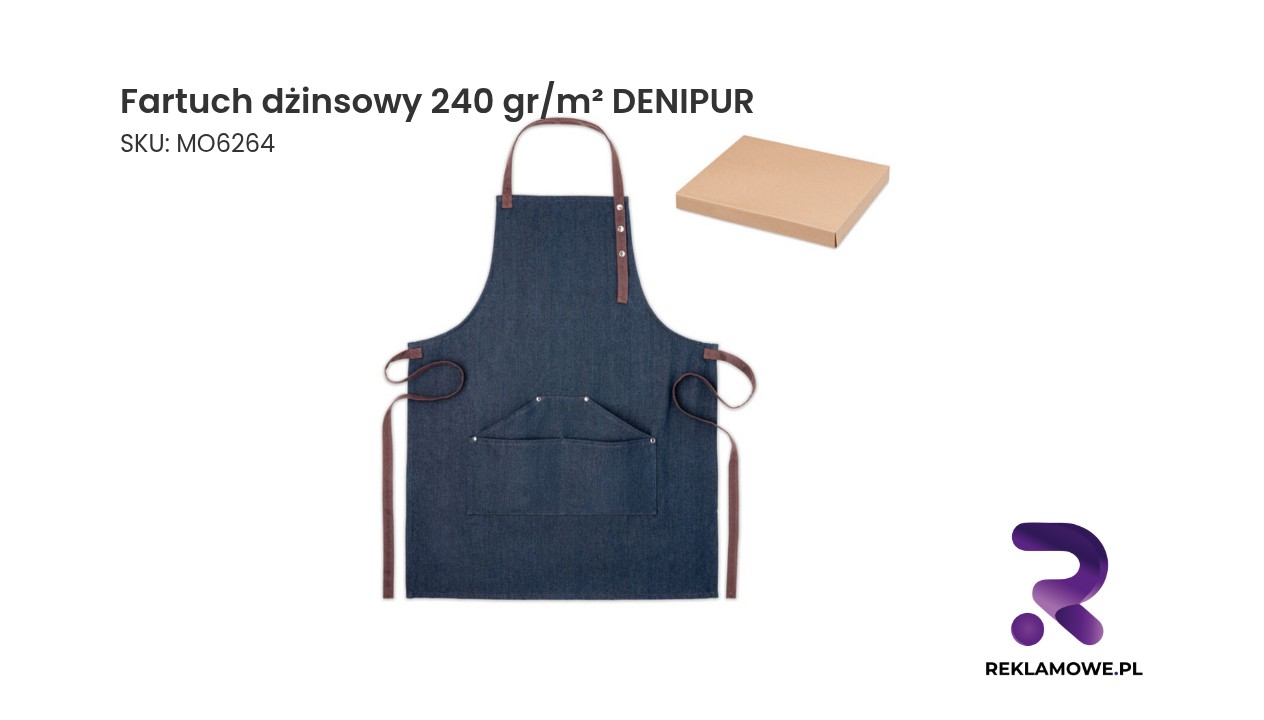 Fartuch dżinsowy 240 gr/m² DENIPUR Fartuch dżinsowy DENIPUR o gramaturze 240 gr/m²