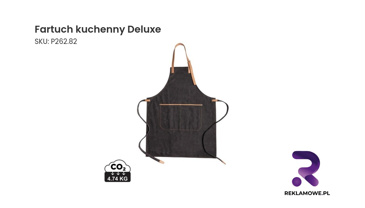 Biały fartuch kuchenny Deluxe z wysokiej jakości materiału