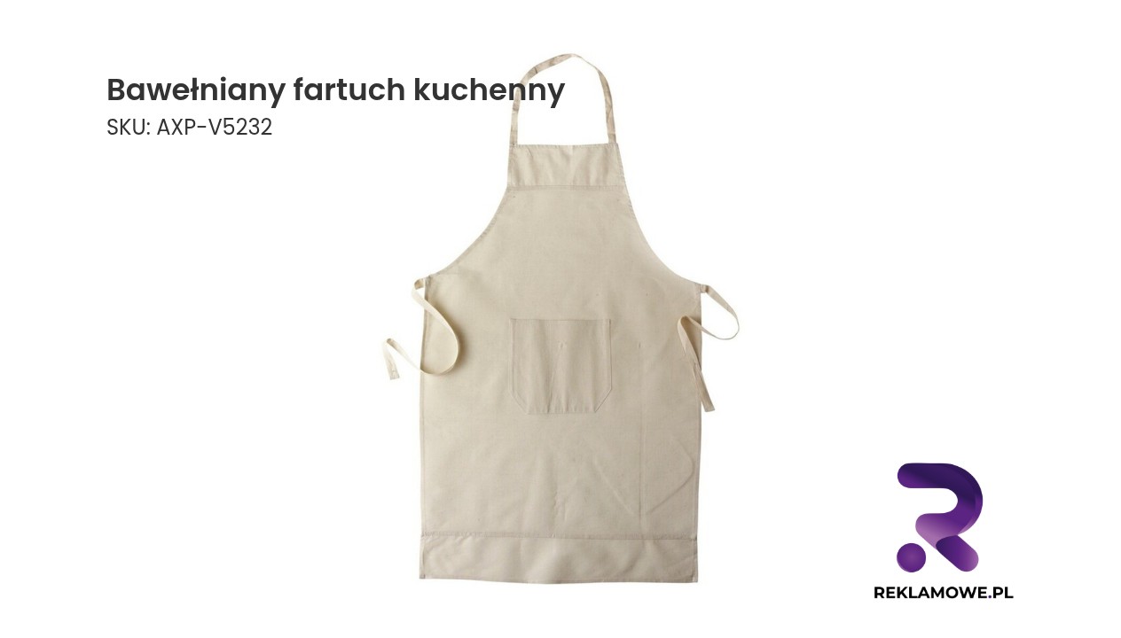 Bawełniany fartuch kuchenny w kolorze białym