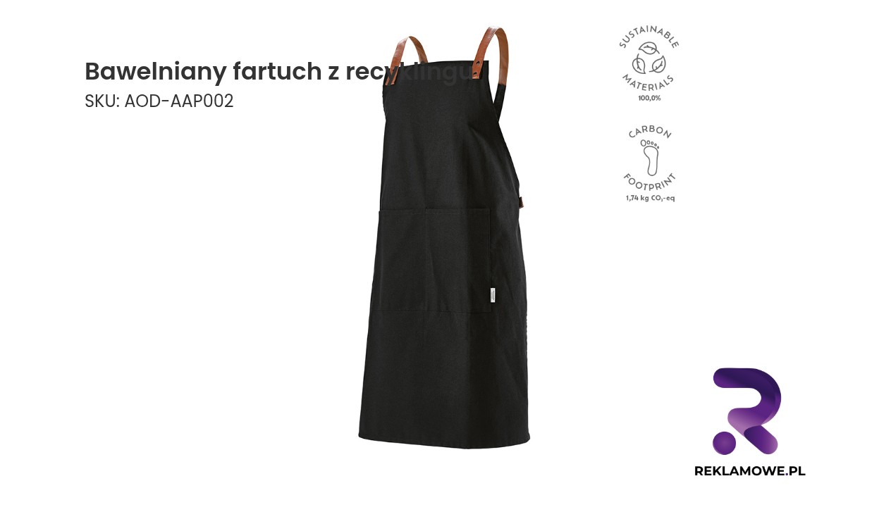 Bawelniany fartuch z recyklingu Kandinsky 280 gsm Bawełniany fartuch z recyklingu – ekologiczny fartuch kuchenny z bawełny