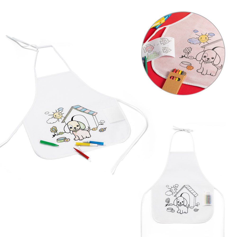 NILO. Fartuch z non-woven dla dzieci do pokolorowania (80 g/m²) 99834_set